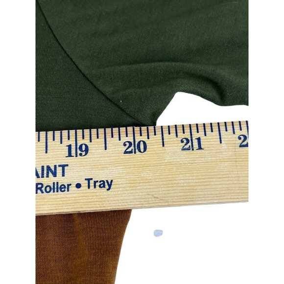 Shein Colorblock T-Shirt In Green Brown Embroidered Deer Logo Streetwear Casual - Picture 6 of 13